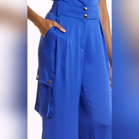 RAMY BROOK Blue Rumer Wide Leg Cargo Pants Sz 12 NWT - Picture 2 of 10